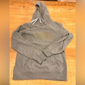 North Face pullover hoodie Women’s large grey with green logo SUPER SOFT